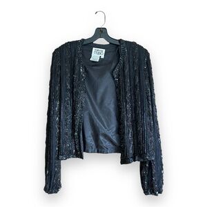 VINTAGE Joan Leslie Studio Black Sequin Jacket